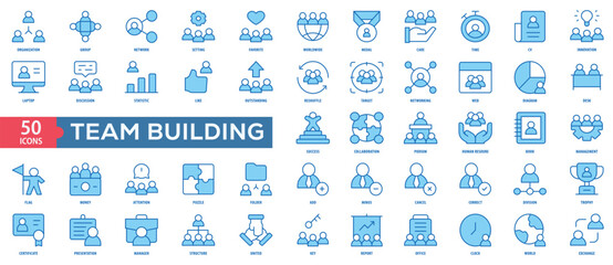 Team Building Icon Collection Set. Easy To Use, Easy To Edit And Simple Line Vector Icons.