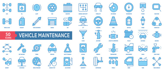 Vehicle Maintenance Icon Collection Set. Easy To Use, Easy To Edit And Simple Line Vector Icons.