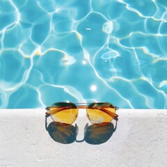 Sunglasses Resting on Pool Edge