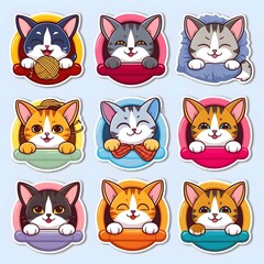 Fototapeta premium Adorable 3D Cat Stickers Cute and Playful Characters for Digital Fun