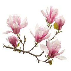 Obraz premium Branch With Pink Flowers on White Background