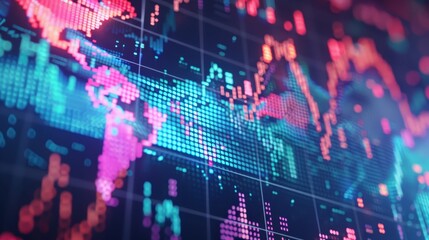 A digital world map displays data and trends