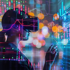 A person wearing virtual reality headset