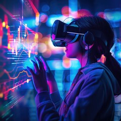 A person wearing virtual reality headset