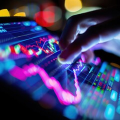 Close up of a person analyzing stock market trends