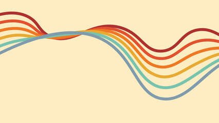 Abstract retro 70s background vector. Colorful vintage 1970 stylish wallpaper with lines, stripes, curve, circle shapes. Illustration design suitable for poster, banner, decorative, wall art