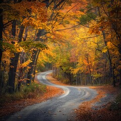 Obraz premium Road Cutting Through Dense Forest