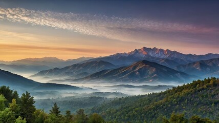 Misty Mountains Gradient: Dawn/Dusk Hues