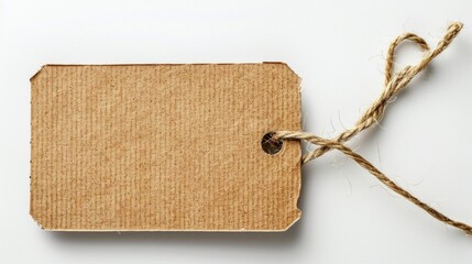Corrugated cardboard tag on white background with room for text