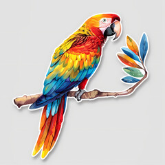 Obraz premium Cute parrot on a White Canvas Sticker.