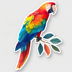 Obraz premium Cute parrot on a White Canvas Sticker.