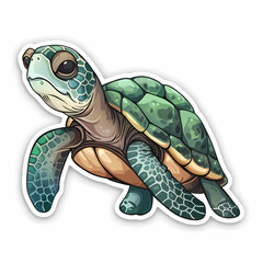 Fototapeta premium Cute turtle on a White Canvas Sticker.
