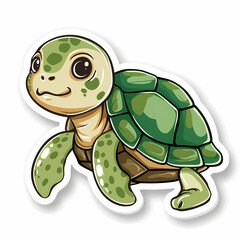 Fototapeta premium Cute turtle on a White Canvas Sticker.