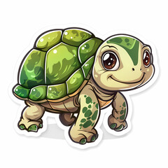 Fototapeta premium Cute turtle on a White Canvas Sticker.