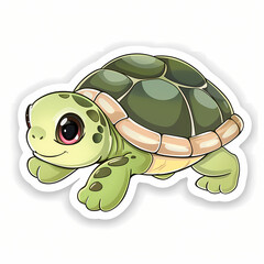 Fototapeta premium Cute turtle on a White Canvas Sticker.