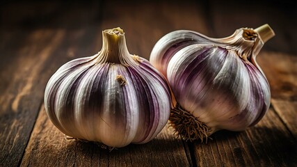 Obraz premium garlic vegetable in wooden table