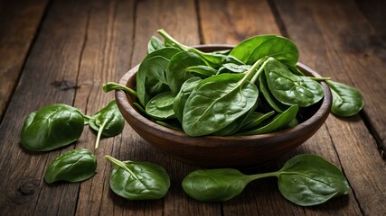 spinach vegetable in wooden table