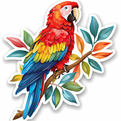 Obraz premium Cute parrot on a White Canvas Sticker.