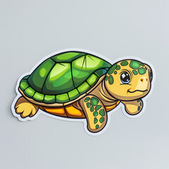 Fototapeta premium Cute turtle on a White Canvas Sticker.