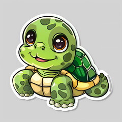 Cute turtle on a White Canvas Sticker.
