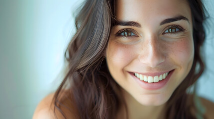 Naklejka premium Portrait of a smilling brunette woman : Generative AI