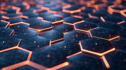 Fototapeta premium A close up of a blue and orange hexagonal pattern generated by AI