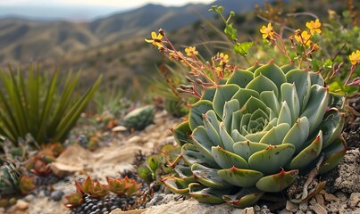 Obraz premium A large succulent plant that stands out in the dry plains, Generative AI