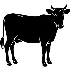 simple black cow silhouette vector, white background