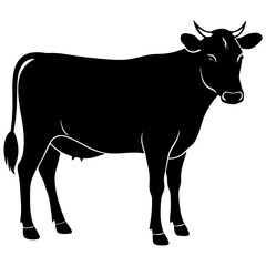 simple black cow silhouette vector, white background