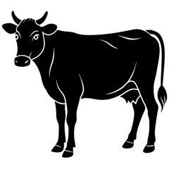 simple black cow silhouette vector, white background