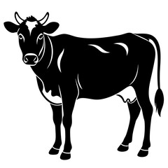 simple black cow silhouette vector, white background