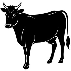 simple black cow silhouette vector, white background