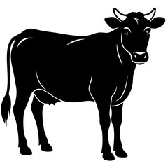simple black cow silhouette vector, white background