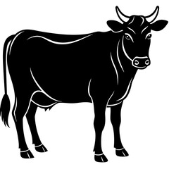 simple black cow silhouette vector, white background