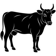 simple black cow silhouette vector, white background