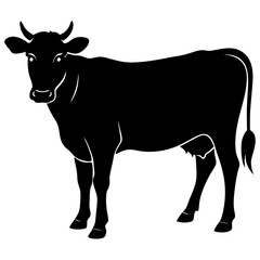 simple black cow silhouette vector, white background