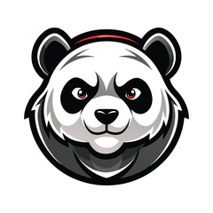 Fototapeta premium This is a cartoon illustration of a panda bear wearing a red bandana. The panda is looking directly at the viewer with a confident expression.