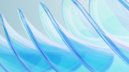 3d render abstract background,holographic spectrum plastic texture material,Wavy Glass Shapes
