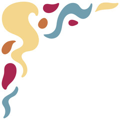 Retro Groovy Corner Border in Abstract Style. Vector Illustration on White Background.