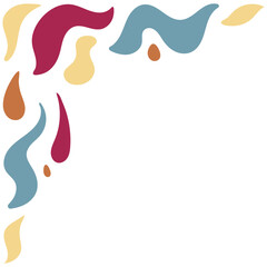 Retro Groovy Corner Border in Abstract Style. Vector Illustration on White Background.