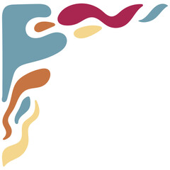 Retro Groovy Corner Border in Abstract Style. Vector Illustration on White Background.