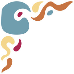 Retro Groovy Corner Border in Abstract Style. Vector Illustration on White Background.