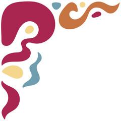 Retro Groovy Corner Border in Abstract Style. Vector Illustration on White Background.