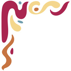 Retro Groovy Corner Border in Abstract Style. Vector Illustration on White Background.