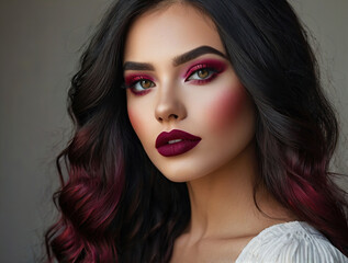 Fototapeta premium portrait of a woman with red lips