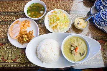 Green curry Chicken , Traiditional Thai cuisine.