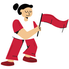 celebrating Indonesian independence day 17 August with the red and white flag flying