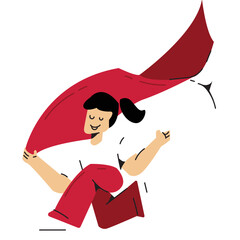 celebrating Indonesian independence day 17 August with the red and white flag flying