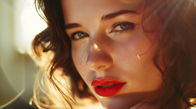 Fototapeta A photo of beautiful girl is in style of pinup glamur : Generative AI