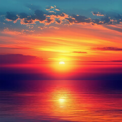 Obraz premium beautiful sunset scenery illustration background